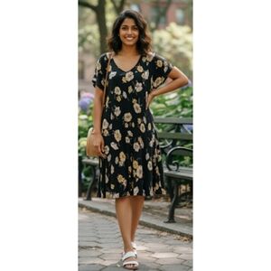 Lovefire Floral Print Black Dress